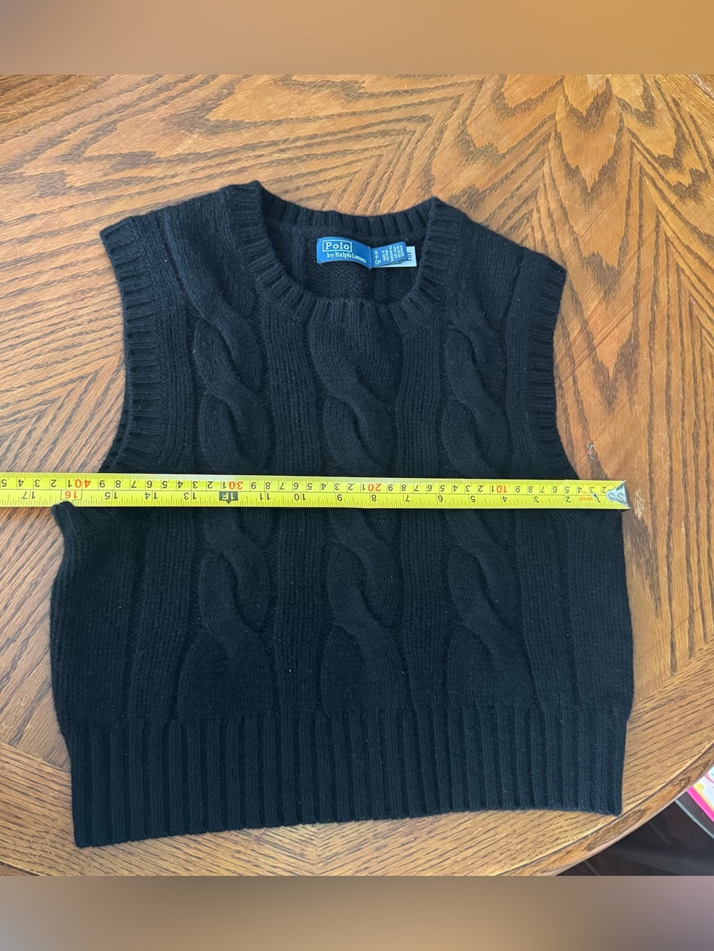 Polo by Ralph Lauren Black Cable Knit Sleeveless Sweater Vest - Picture 3 of 7